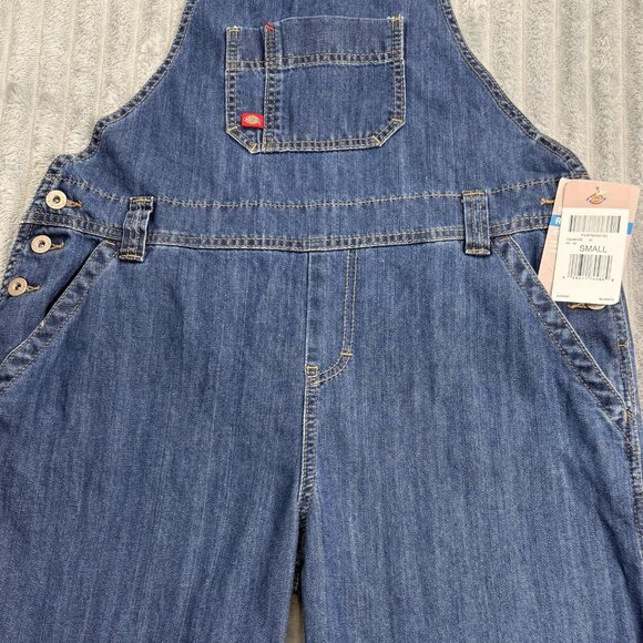 Dickies Carpenter Bib Overalls Womens Small Blue Denim Relaxed Fit Straight Leg - Picture 13 of 16